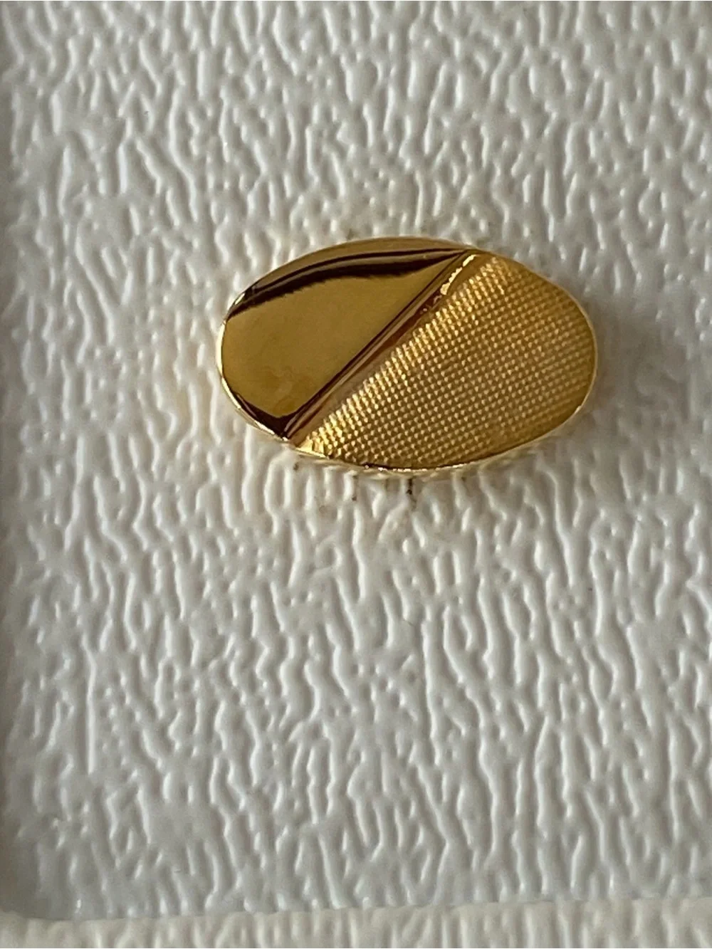 Claiborne Gold-Tone Oval Textured Half-Polish Pin